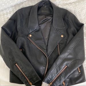 Blank NYC black and gold faux leather moto jacket